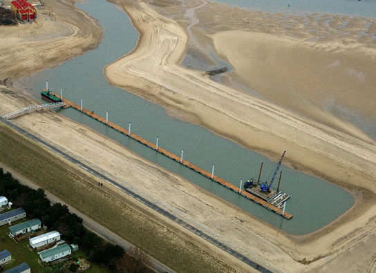 Construction work has finished on a new outer harbour in Wells which will be the operation and maintenance base for Sheringham Shoal.