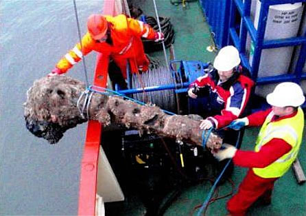 A canon and a stock anchor were found during the UXO survey