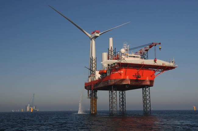 The turbines are now being installed on the Sheringham Shoal site
