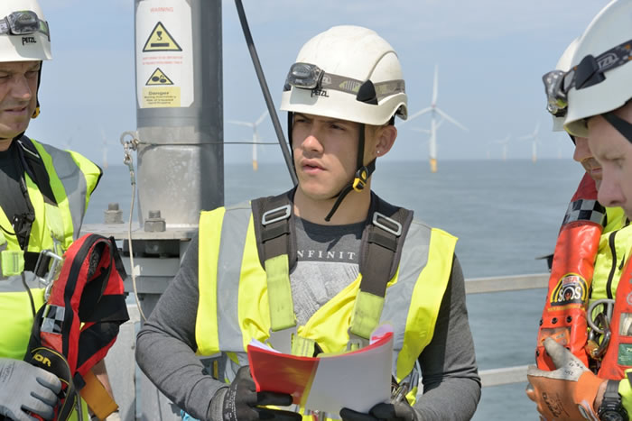 Technicians preparing for a day's work on one of the offshore substations at the Sheringham Shoal Offshore Wind Farm