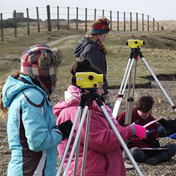 Fakenham College A Level students surveying beach profiles at Weybourne, North Norfolk.