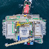Ariel view of an offshore substation  