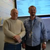 P&T Manager Don Bertram with O&M Manager Arild Soleim at Wind Farm Place - photo Campbell MacCallum